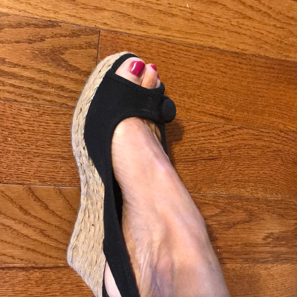 Sugar black cloth wedges size 7.5 - Picture 2 of 5